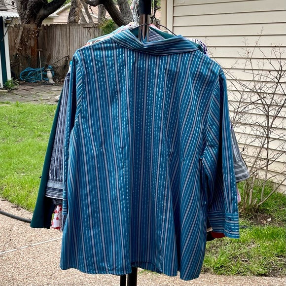 Blue striped essential shirt, 3/4-length sleeves - Picture 4 of 4